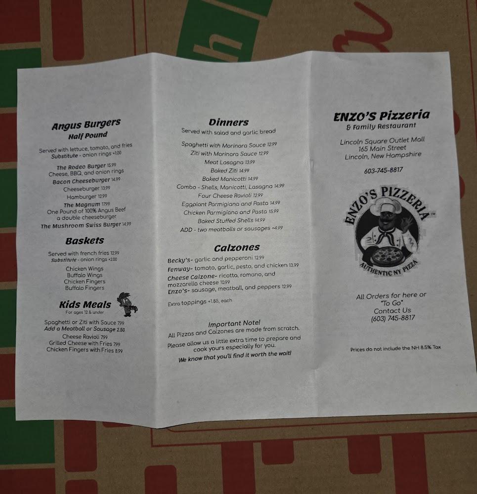 Enzo's Pizzeria & Restaurant Menu image 2
